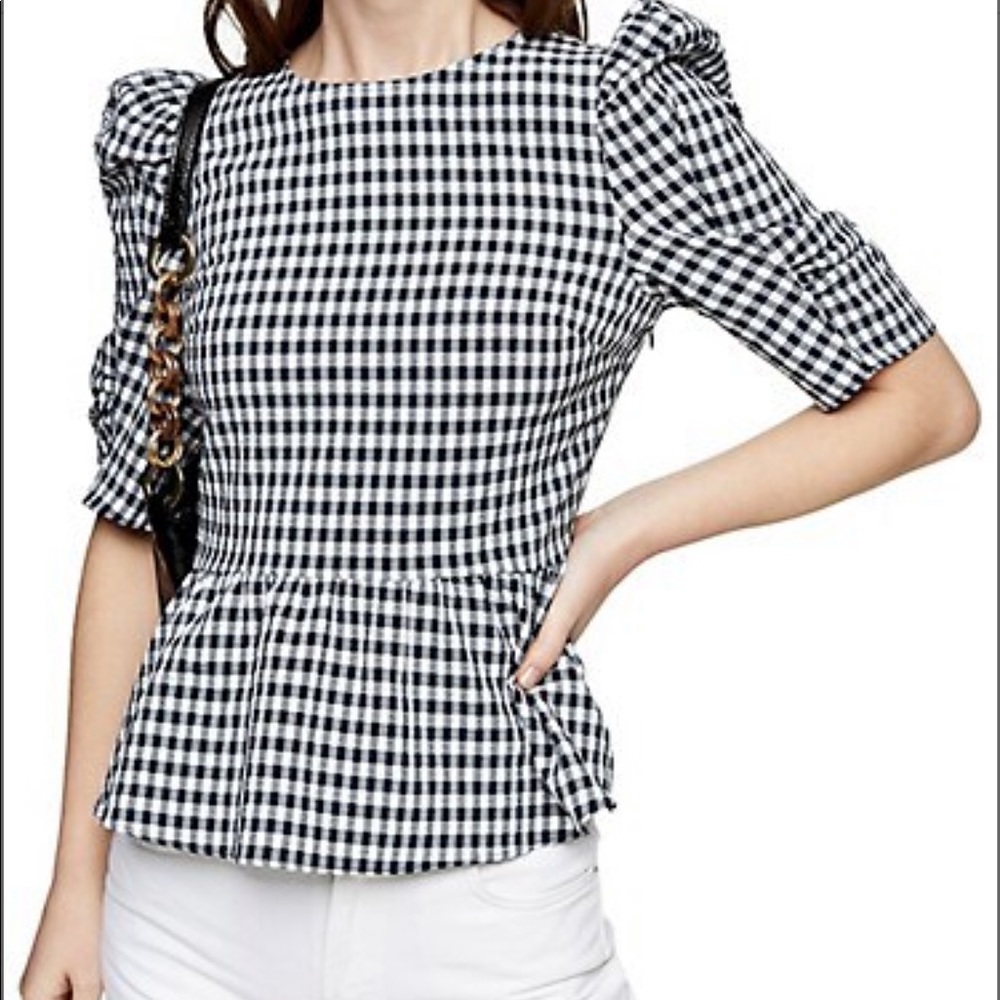 TOPSHOP Gingham Peplum Blouse